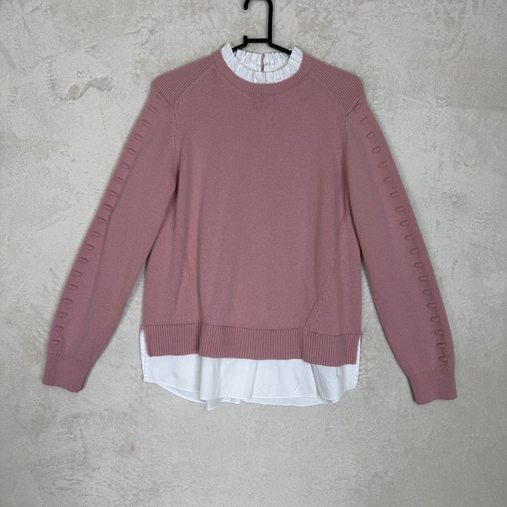 Ted Baker London Pink Wool Cashmere Blend Ruffle Layered Sweater Size 2 M Preppy